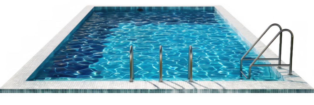 Rectangular Swimming Pool with Metal Ladder