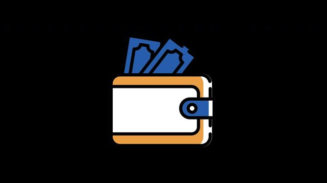 wallet cartoon animation video design, wallet and monet motion graphic video