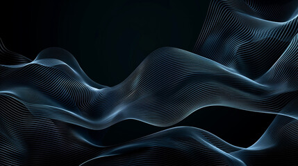 Obraz premium Abstract black background poster with dynamic waves. technology network background or wallpaper