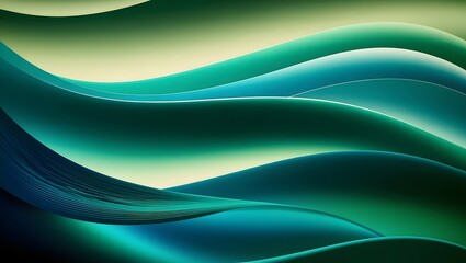 Serene Abstract Waves in Blue and Green - Digital Art Background