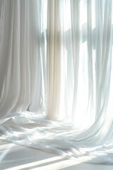 Obraz premium Sunlight Streaming Through Sheer White Curtains in a Bright Minimalist Room