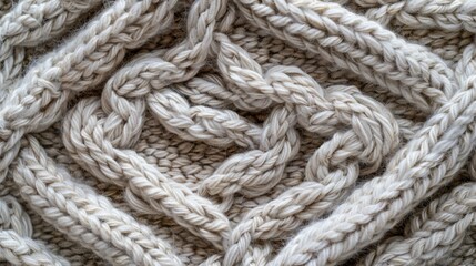 Beige Knitted Wool Fabric Background Texture.