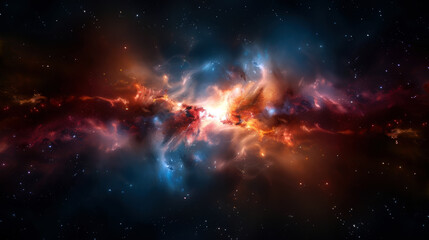Fototapeta premium A colorful galaxy with a bright orange star in the middle