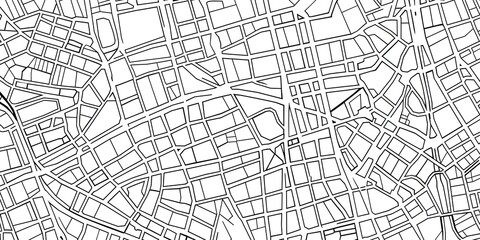 Abstract Urban Street Map in Black and White