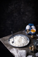 Baking ingredients with flour and eggs