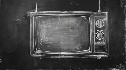 Vintage TV Sketch on Chalkboard