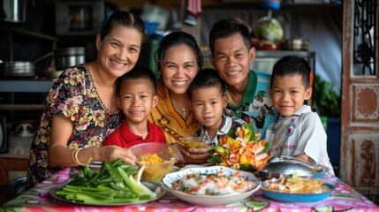 Happy Family Enjoying a Homemade Meal Together