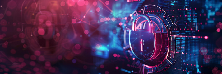 Digital Cybersecurity Lock with Futuristic Interface 