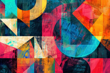 Fototapeta premium Abstract Geometric Art with Vibrant Overlapping Shapes and Textures