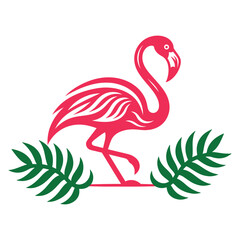 Flamingo and leaf vector art Illustration design