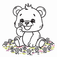 Obraz premium a-charming-line-drawing-of-a-cute-cuddly-bear. 