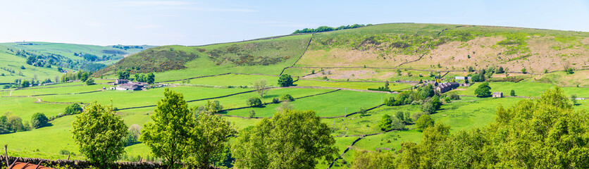 A panorama view towards Allgreave from the path leading to Luds Church in Staffordshire in...