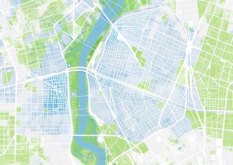 Fototapeta premium City Layout with River and Parks