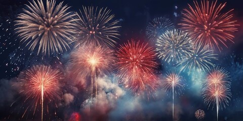 Naklejka premium New year celebration Fire work with Blue white color