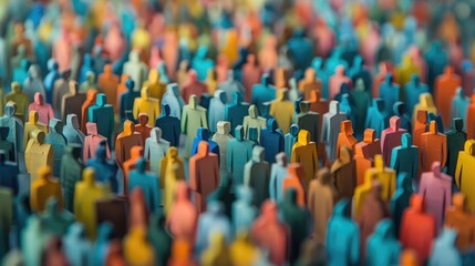 Obraz premium multicolored paper figures form a dense crowd illustrating diversity and overpopulation in a striking origami style artwork