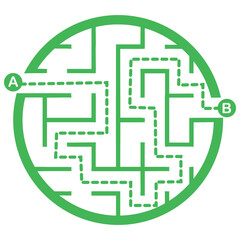 Illustration with simple labyrinth, maze conundrum for kids. Baby puzzle with entry and exit. Children riddle game.