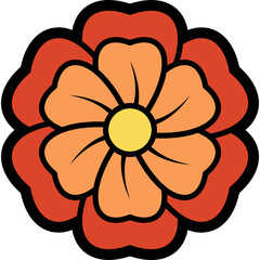 Hippy groovy daisy flowers retro style Illustration