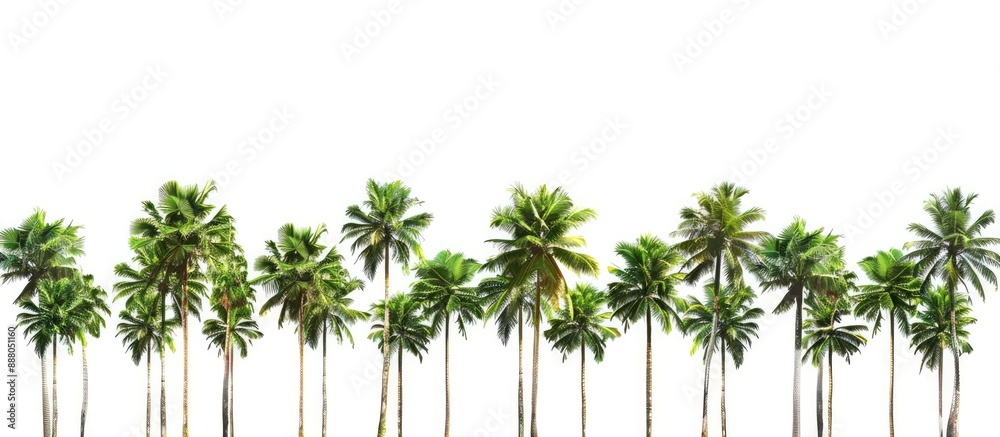 Canvas Prints A collection of green palm trees on a white background symbolizing nature ecology conservation strength endurance force and life with copy space image