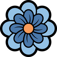 Hippy groovy daisy flowers retro style Illustration