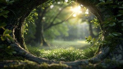 Fototapeta premium Enchanted Summer Forest: Gateway to a Mystical Realm Perfect for Fantasy Artwork