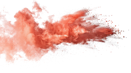 Red Chalk Dust Explosion on Transparent Background