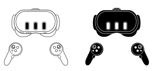 Virtual reality visor and controllers vector