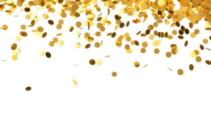 gold confetti isolated on transparent background cutout