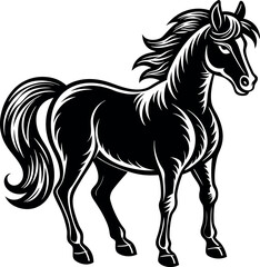 Horse Silhouette Vector Illustration White Background