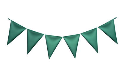 green bunting banner isolated on transparent background cutout