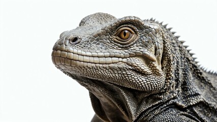 Obraz premium single comodo dragon animal isolated in pure white bac background