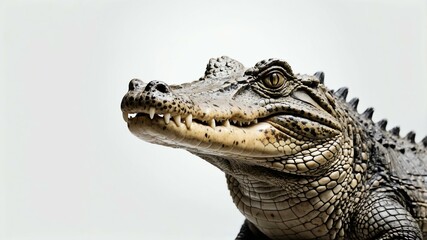 Fototapeta premium single crocodile animal isolated in pure white backgro background
