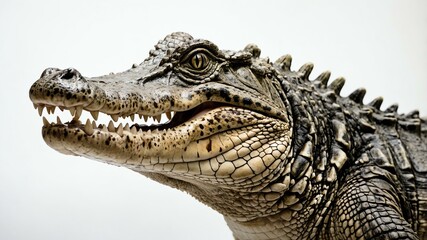 Fototapeta premium single crocodile animal isolated in pure white backgro background