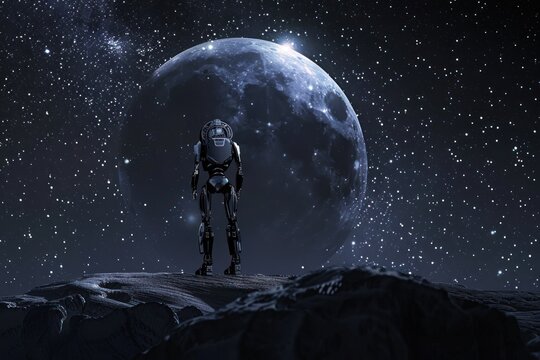 A Solitary Robot Under a Starry Sky