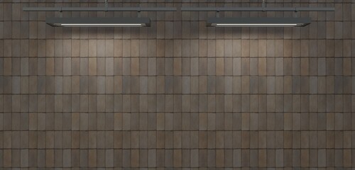 Room with ceiling light bulbs Light shining on the floor and walls 3D illustration