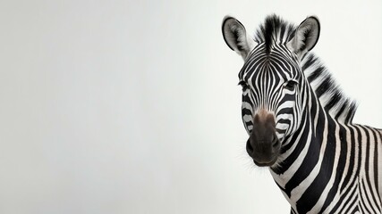 single zebra animal isolated in pure white background