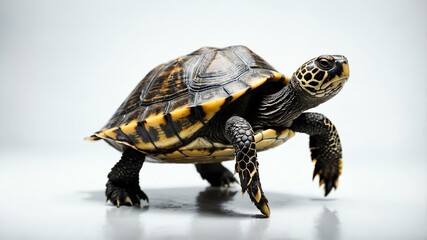 single turtle animal isolated in pure white background
