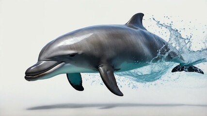 Naklejka premium single irrawaddy dolphin animal isolated in pure white background