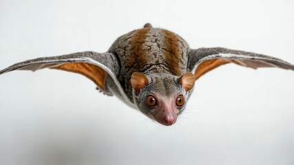 single flying lemur animal isolated in pure white back background
