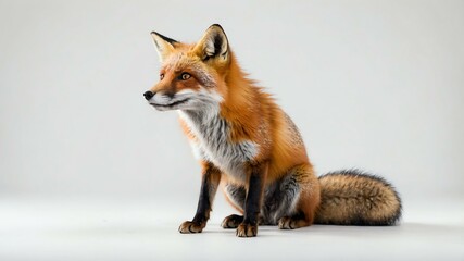 Obraz premium single fox animal isolated in pure white background