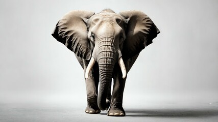 single elephant animal isolated in pure white backgrou background