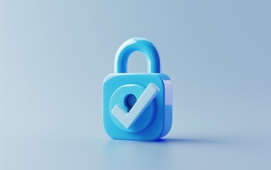Blue Padlock with Checkmark: Secured and Approved