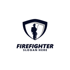 Firefighter and shield Logo Design