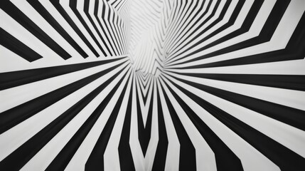Black and White Striped Tunnel Abstract Background.