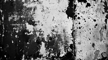 Fototapeta premium Abstract Black and White Texture with Splatter Pattern.