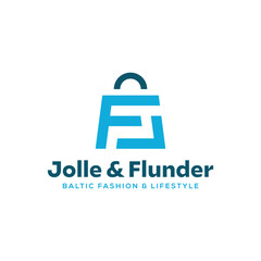 letter j f shop bag logo design