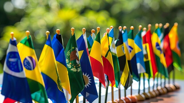 Collection of South American flags in a beautiful arrangement, cultural symbols, Hispanic Heritage Month pride