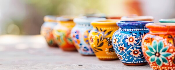 Elegant Talavera pottery with vibrant floral patterns, cultural symbols, showcasing Hispanic Heritage Month traditions