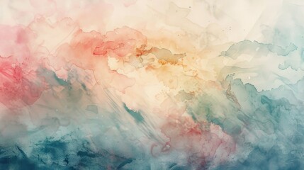 Abstract Watercolor Background with Pink, Blue, and Yellow Hues.