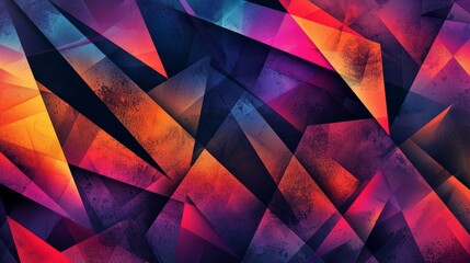 Abstract Geometric Background with Orange and Purple Triangles.