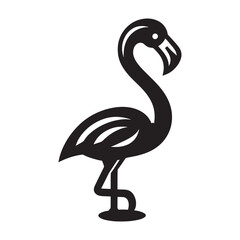 Cute baby flamingo silhouette vector art illustration